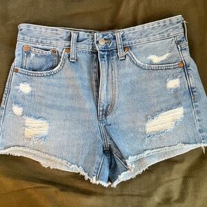 Madewell Light Blue Distressed Jean Shorts size 26